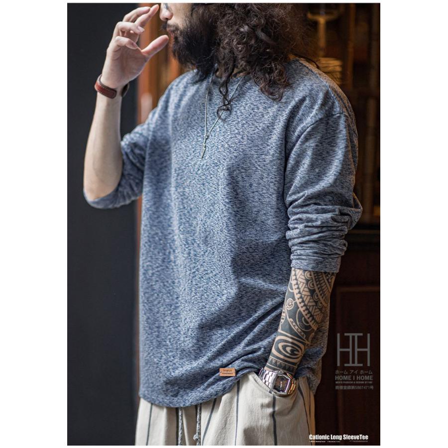 Tシャツ メンズ 長袖 長袖tシャツ メンズ ロンT メンズtシャツ 両面フリース アメカジ ストレッチ クルーネック 大きいサイズ おしゃれ オーバーサイズ 春 春服 | ホームアイホーム | 11