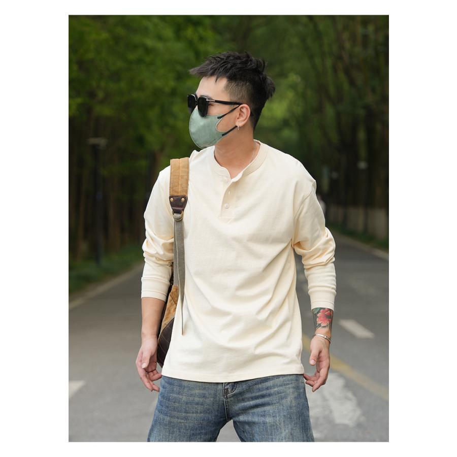 tシャツ Tシャツ メンズ カットソー 長袖ヘンリーネック 柔らかい 無地 シンプル カジュアル アメカジ おしゃれ きれいめ 春 秋 冬 インナー | ホームアイホーム | 12