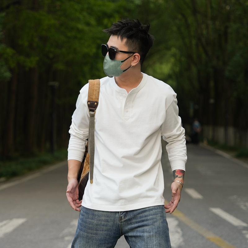 tシャツ Tシャツ メンズ カットソー 長袖ヘンリーネック 柔らかい 無地 シンプル カジュアル アメカジ おしゃれ きれいめ 春 秋 冬 インナー | ホームアイホーム | 04