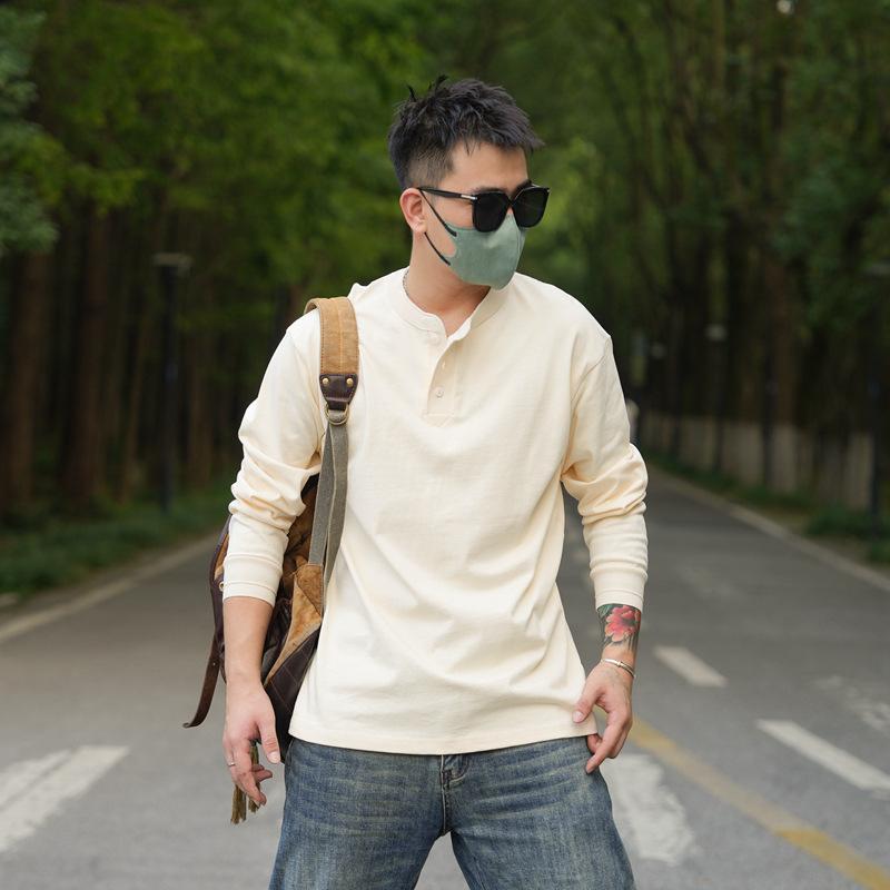 tシャツ Tシャツ メンズ カットソー 長袖ヘンリーネック 柔らかい 無地 シンプル カジュアル アメカジ おしゃれ きれいめ 春 秋 冬 インナー | ホームアイホーム | 05