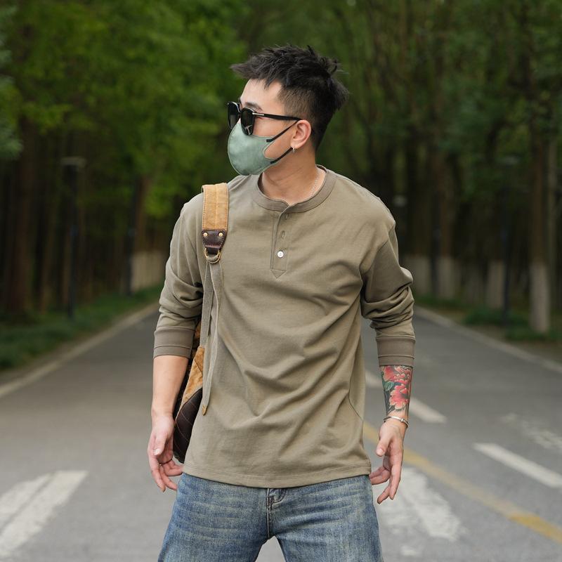 tシャツ Tシャツ メンズ カットソー 長袖ヘンリーネック 柔らかい 無地 シンプル カジュアル アメカジ おしゃれ きれいめ 春 秋 冬 インナー | ホームアイホーム | 01