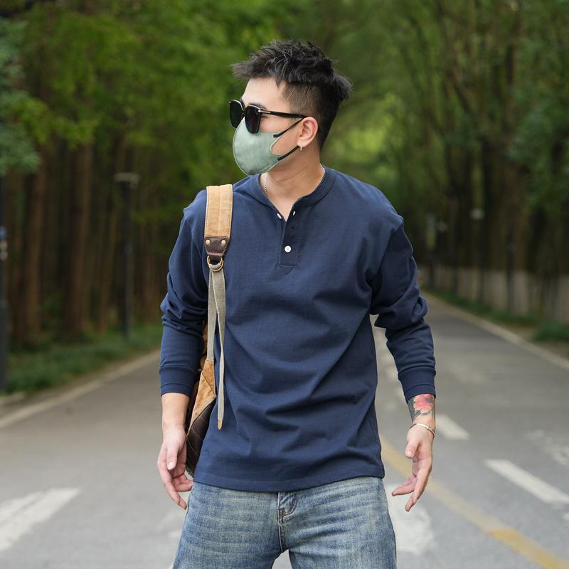 tシャツ Tシャツ メンズ カットソー 長袖ヘンリーネック 柔らかい 無地 シンプル カジュアル アメカジ おしゃれ きれいめ 春 秋 冬 インナー | ホームアイホーム | 02