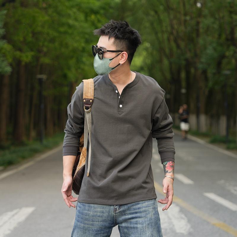 tシャツ Tシャツ メンズ カットソー 長袖ヘンリーネック 柔らかい 無地 シンプル カジュアル アメカジ おしゃれ きれいめ 春 秋 冬 インナー | ホームアイホーム | 03