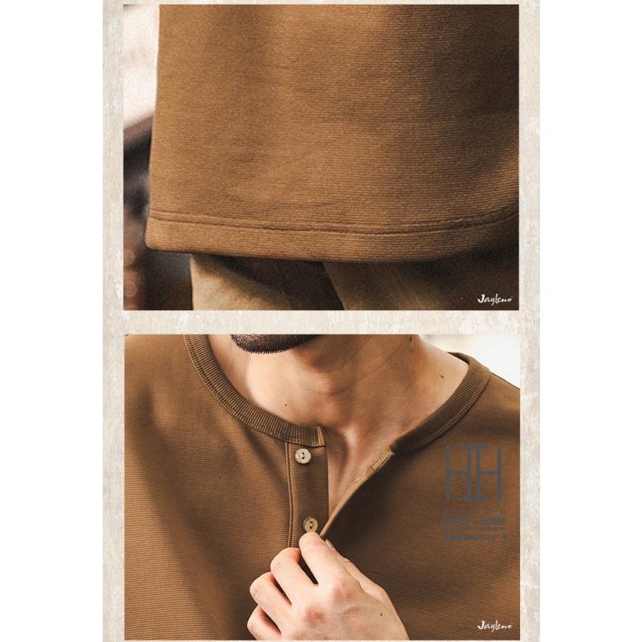 ヘンリーネック Tシャツ ヘンリーネックtシャツ メンズ 長袖  ヘビーウェイト ロンT 大きいサイズ おしゃれ 無地 スポーツ カジュアル カットソー 秋 冬 春服 | ホームアイホーム | 11