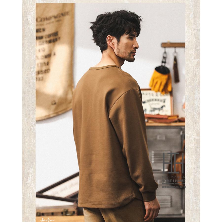 ヘンリーネック Tシャツ ヘンリーネックtシャツ メンズ 長袖  ヘビーウェイト ロンT 大きいサイズ おしゃれ 無地 スポーツ カジュアル カットソー 秋 冬 春服 | ホームアイホーム | 07