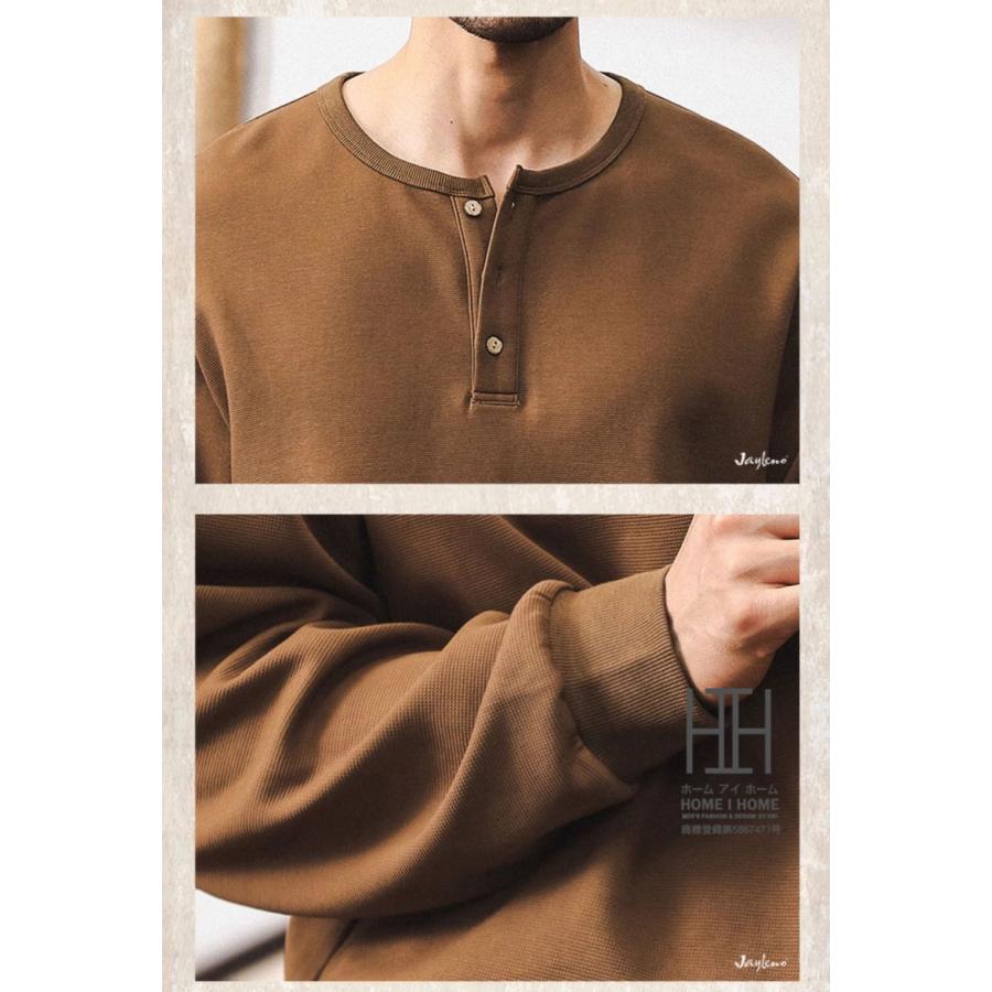 ヘンリーネック Tシャツ ヘンリーネックtシャツ メンズ 長袖  ヘビーウェイト ロンT 大きいサイズ おしゃれ 無地 スポーツ カジュアル カットソー 秋 冬 春服 | ホームアイホーム | 09