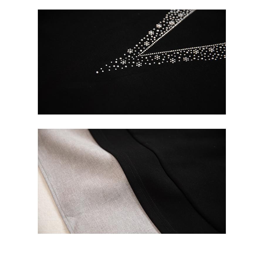 Tシャツ レディース ラインストーン 長袖 キラキラ フレア フェイクレヤード ロングテイル スタイリッシュ プルオーバー 丸首 | ホームアイホーム | 13