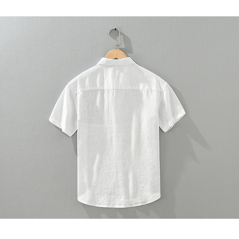 リネンシャツ シャツ メンズ 半袖 カジュアルシャツ おしゃれ リネン100％ 麻 亜麻 切り替え カラー配色 夏服 清涼 涼しい ビジネス クールビズ オフィスワーク | ホームアイホーム | 13