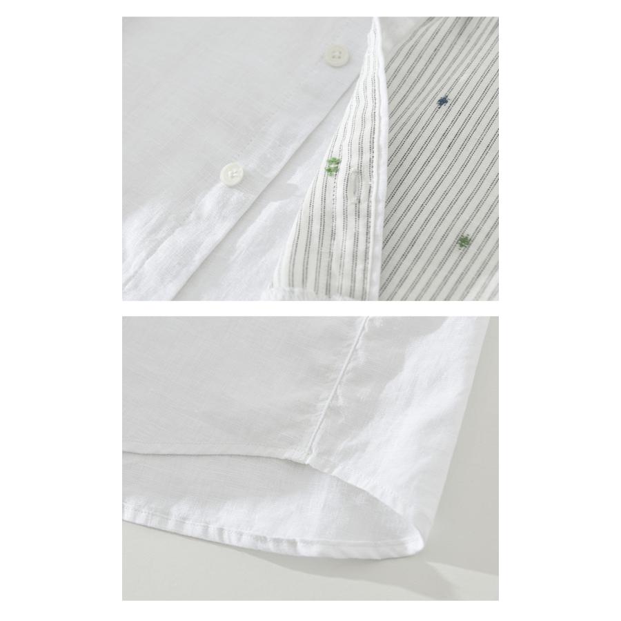 リネンシャツ シャツ メンズ 半袖 カジュアルシャツ おしゃれ リネン100％ 麻 亜麻 切り替え カラー配色 夏服 清涼 涼しい ビジネス クールビズ オフィスワーク | ホームアイホーム | 16