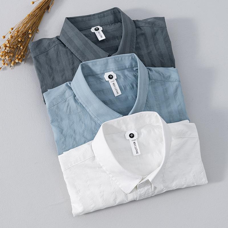 半袖シャツ 白シャツ ストライプ柄 メンズ カジュアル 柔らかい コットン ビジカジ 涼しい 夏服 トップス | ブランド登録なし | 19