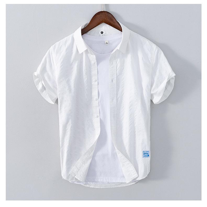 半袖シャツ 白シャツ ストライプ柄 メンズ カジュアル 柔らかい コットン ビジカジ 涼しい 夏服 トップス | ブランド登録なし | 06