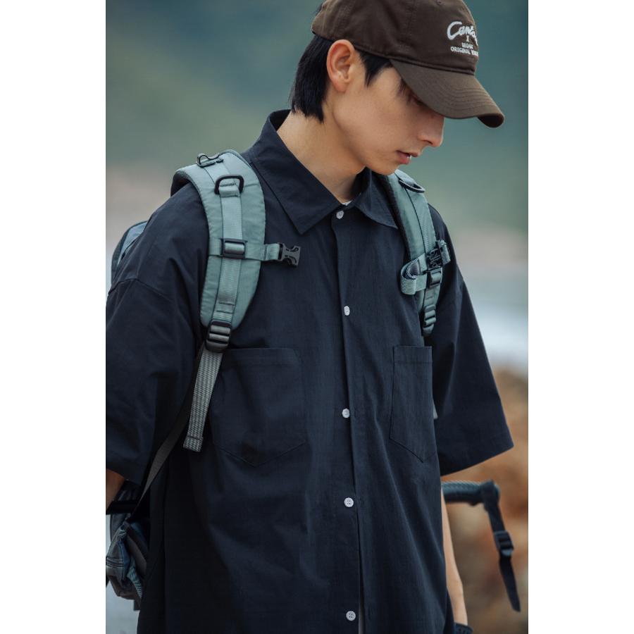 シャツ メンズ 半袖 ナイロンシャツ ストレッチ ポケット ビッグシルエット 大きいサイズ ワークシャツ キャンプシャツ 涼しい ゴルフ カジュアルシャツ 夏 | ホームアイホーム | 17