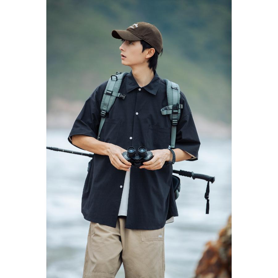 シャツ メンズ 半袖 ナイロンシャツ ストレッチ ポケット ビッグシルエット 大きいサイズ ワークシャツ キャンプシャツ 涼しい ゴルフ カジュアルシャツ 夏 | ホームアイホーム | 21