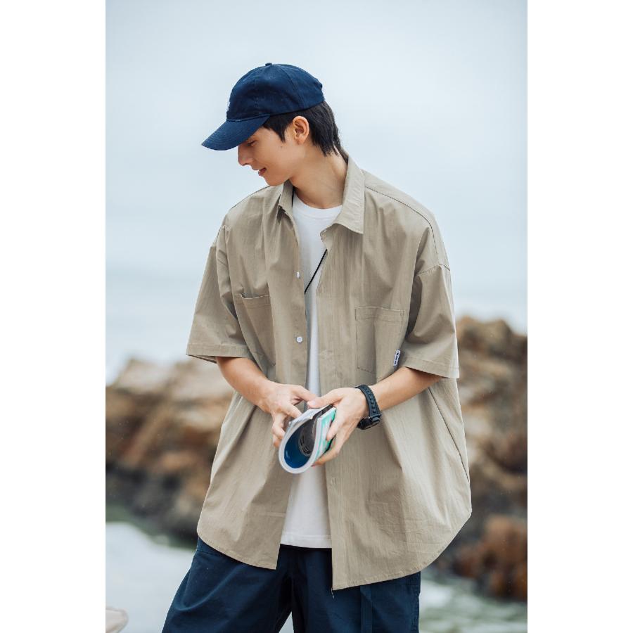 シャツ メンズ 半袖 ナイロンシャツ ストレッチ ポケット ビッグシルエット 大きいサイズ ワークシャツ キャンプシャツ 涼しい ゴルフ カジュアルシャツ 夏 | ホームアイホーム | 06