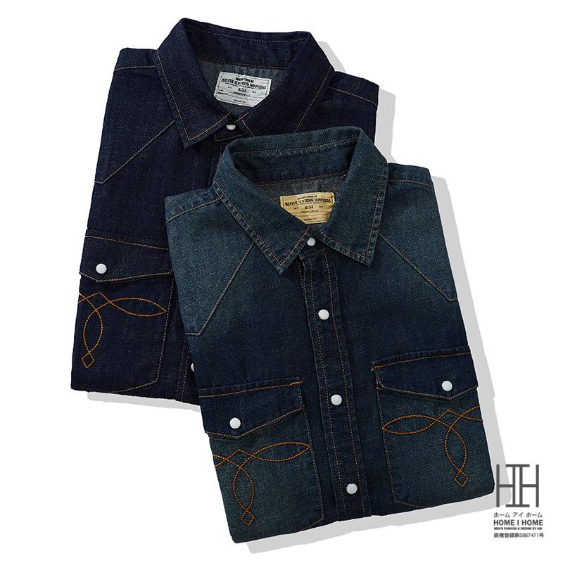 ウエスタンシャツ 半袖 デニムシャツ メンズ 半袖シャツ 両ポケット 涼しい 夏 夏服 インディゴ デニムワークシャツ ユーズド加工 おしゃれ デニムジャケット | ホームアイホーム | 04