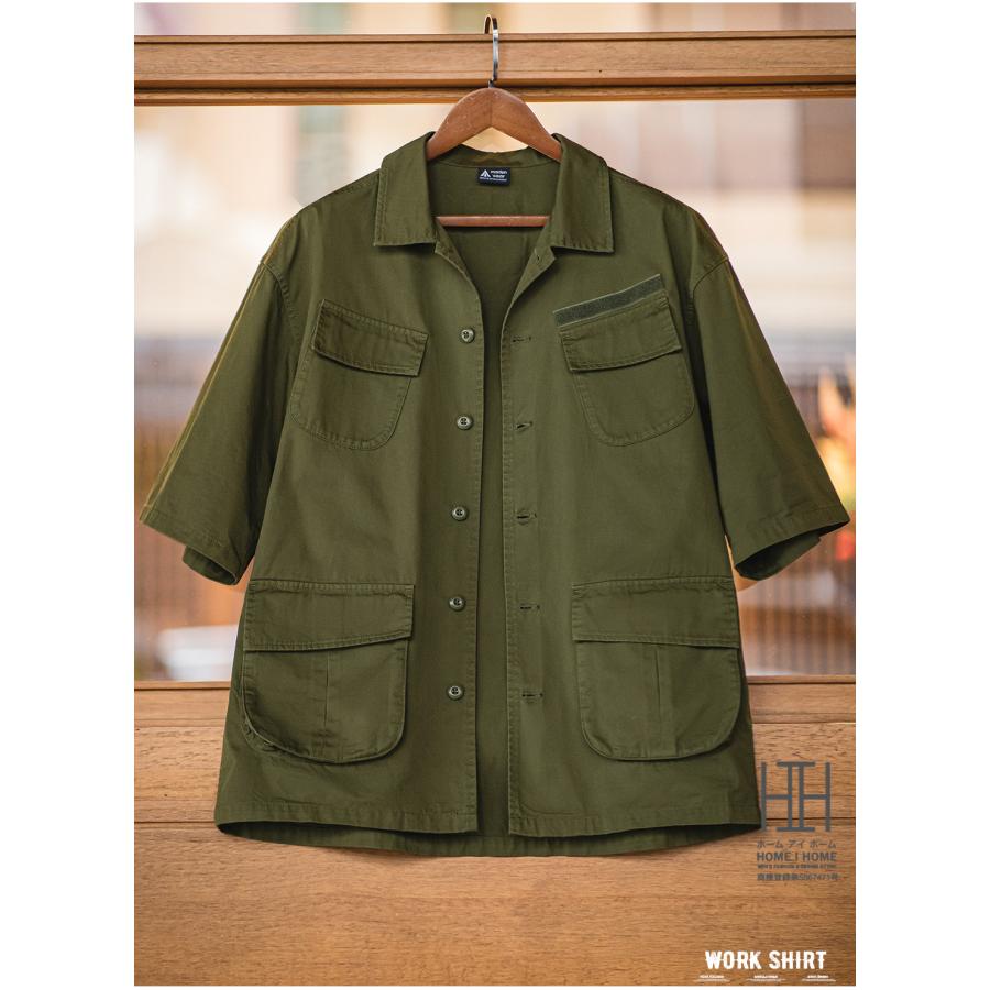 ワークシャツ ミリタリーシャツ シャツ メンズ 半袖 4ポケット 綿 100 大きいサイズ オーバーサイズ おしゃれ シャツジャケット アメカジ メンズシャツ | ホームアイホーム | 13