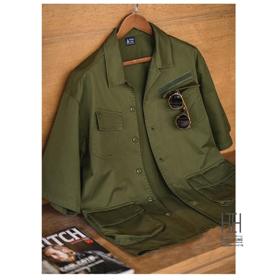 ワークシャツ ミリタリーシャツ シャツ メンズ 半袖 4ポケット 綿 100 大きいサイズ オーバーサイズ おしゃれ シャツジャケット アメカジ メンズシャツ | ホームアイホーム | 03