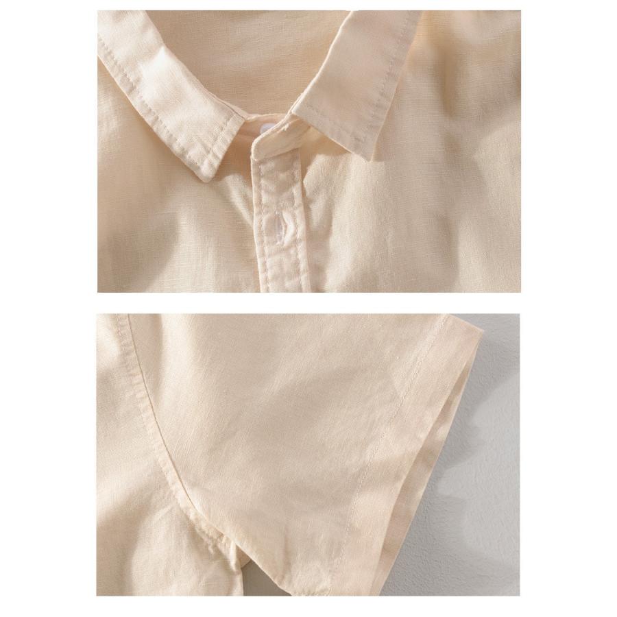 リネンシャツ メンズ シャツ 半袖 無地 綿 シンプル 麻 トップス 羽織り 通気 | ホームアイホーム | 17