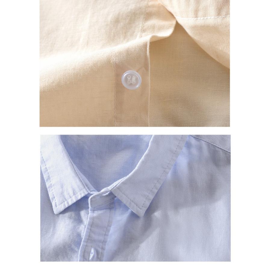 リネンシャツ メンズ シャツ 半袖 無地 綿 シンプル 麻 トップス 羽織り 通気 | ホームアイホーム | 18