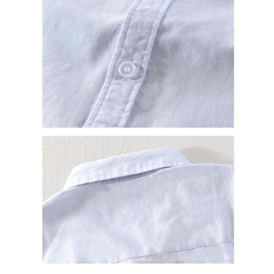 リネンシャツ メンズ シャツ 半袖 無地 綿 シンプル 麻 トップス 羽織り 通気 | ホームアイホーム | 19