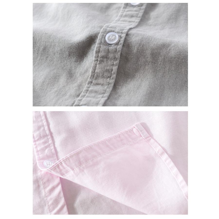 リネンシャツ メンズ シャツ 半袖 無地 綿 シンプル 麻 トップス 羽織り 通気 | ホームアイホーム | 20