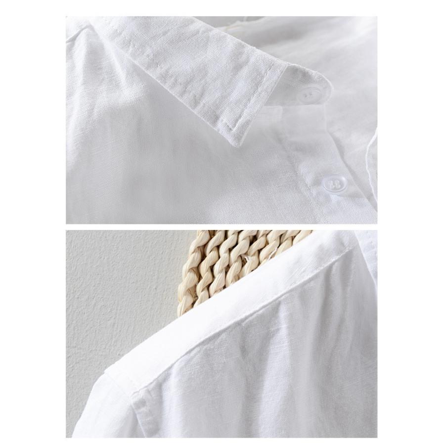 リネンシャツ メンズ シャツ 半袖 無地 綿 シンプル 麻 トップス 羽織り 通気 | ホームアイホーム | 15