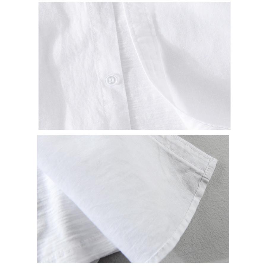 リネンシャツ メンズ シャツ 半袖 無地 綿 シンプル 麻 トップス 羽織り 通気 | ホームアイホーム | 16