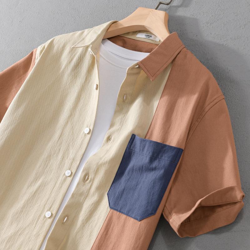 シャツ メンズ 半袖 配色切替 ポケット おしゃれ アメカジ 羽織り アウトドア カジュアルシャツ 春 夏 夏服 サーフ系 清涼 涼しい オフィスワーク 涼しげ 定番 | ホームアイホーム | 14
