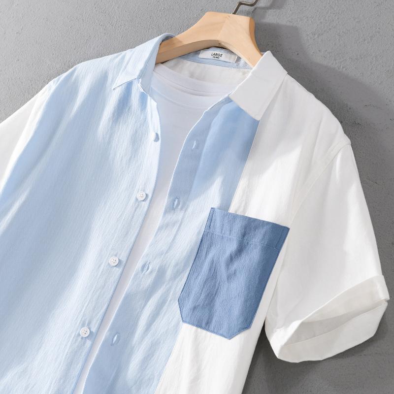 シャツ メンズ 半袖 配色切替 ポケット おしゃれ アメカジ 羽織り アウトドア カジュアルシャツ 春 夏 夏服 サーフ系 清涼 涼しい オフィスワーク 涼しげ 定番 | ホームアイホーム | 11