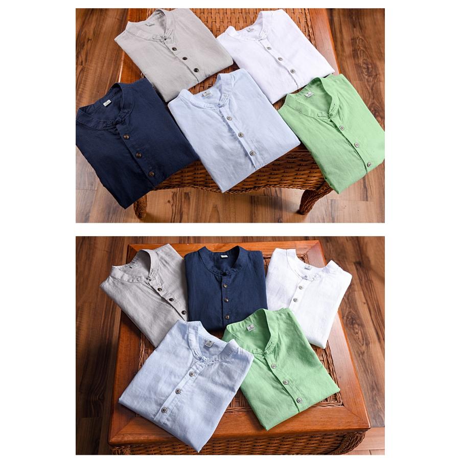 リネンシャツ メンズ 無地 半袖 麻綿 白シャツ シャツ カジュアル | ホームアイホーム | 05