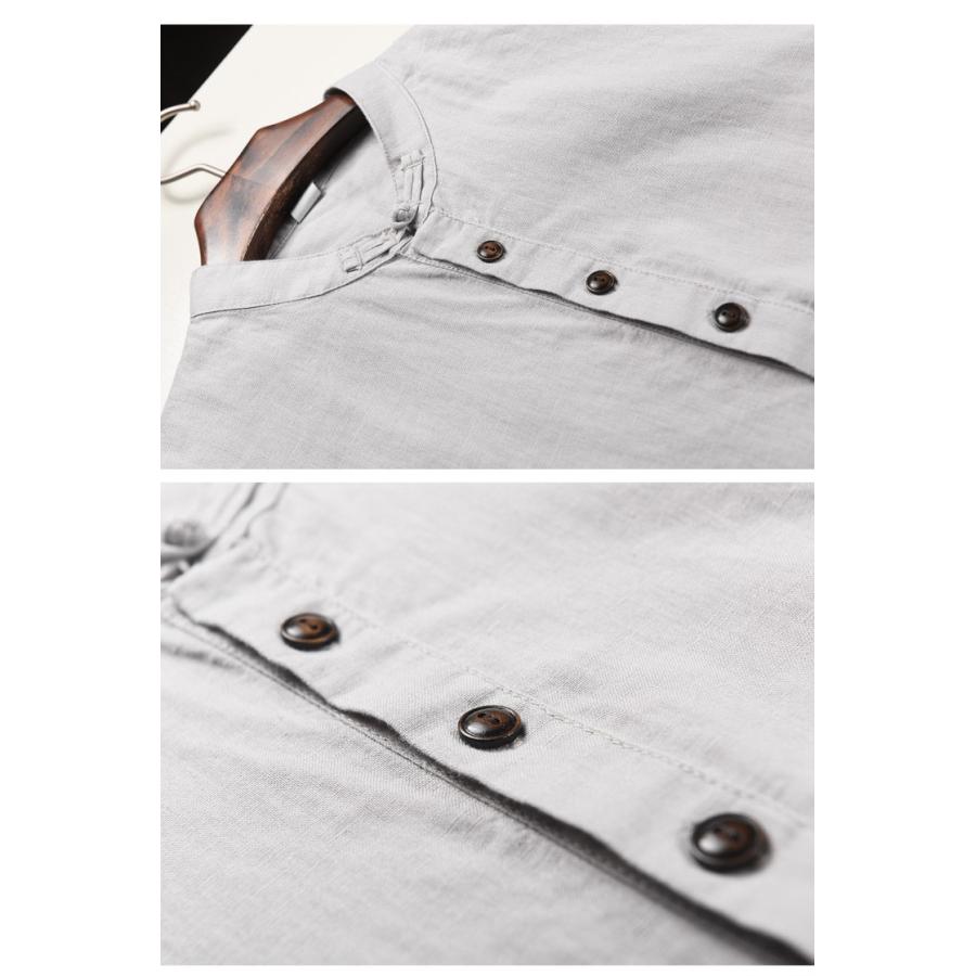 リネンシャツ メンズ 無地 半袖 麻綿 白シャツ シャツ カジュアル | ホームアイホーム | 06