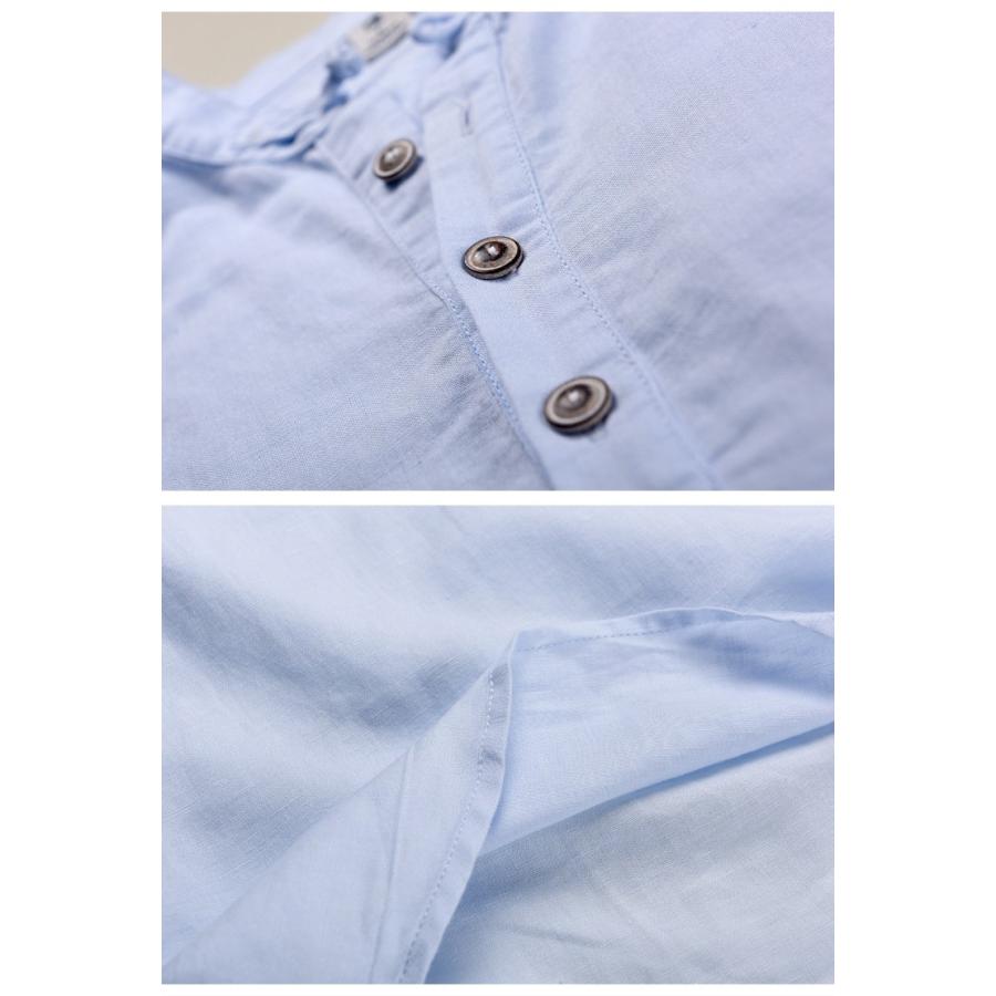 リネンシャツ メンズ 無地 半袖 麻綿 白シャツ シャツ カジュアル | ホームアイホーム | 07