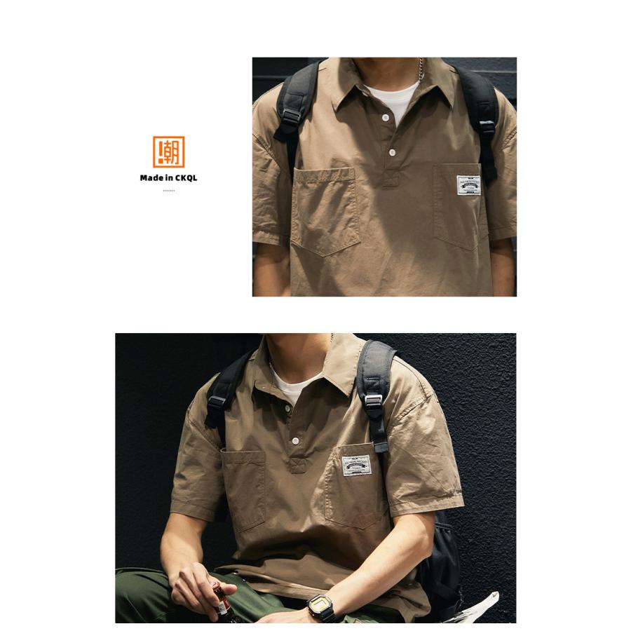 ワークシャツ メンズ オーバーシャツ ゆったり シャツ アメカジ 半袖 ポケット シンプル ベーシック シャツジャケット 夏 | ホームアイホーム | 19