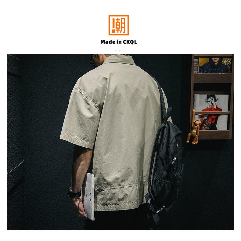 ワークシャツ メンズ オーバーシャツ ゆったり シャツ アメカジ 半袖 ポケット シンプル ベーシック シャツジャケット 夏 | ホームアイホーム | 05