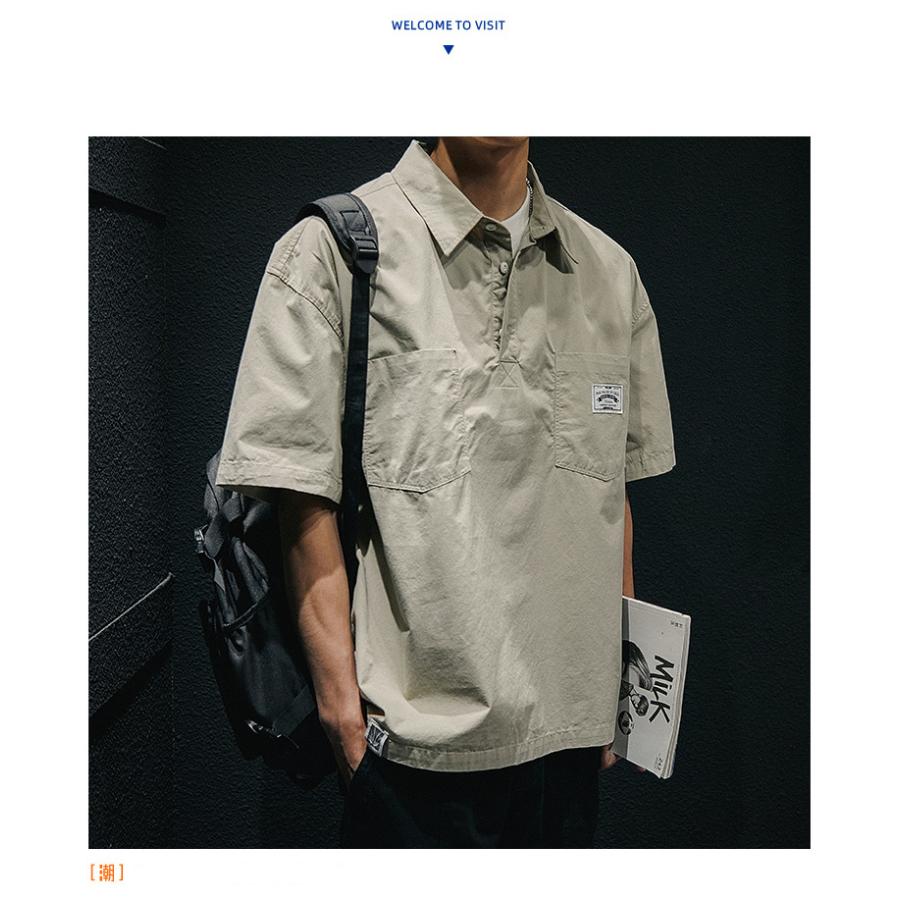 ワークシャツ メンズ オーバーシャツ ゆったり シャツ アメカジ 半袖 ポケット シンプル ベーシック シャツジャケット 夏 | ホームアイホーム | 06