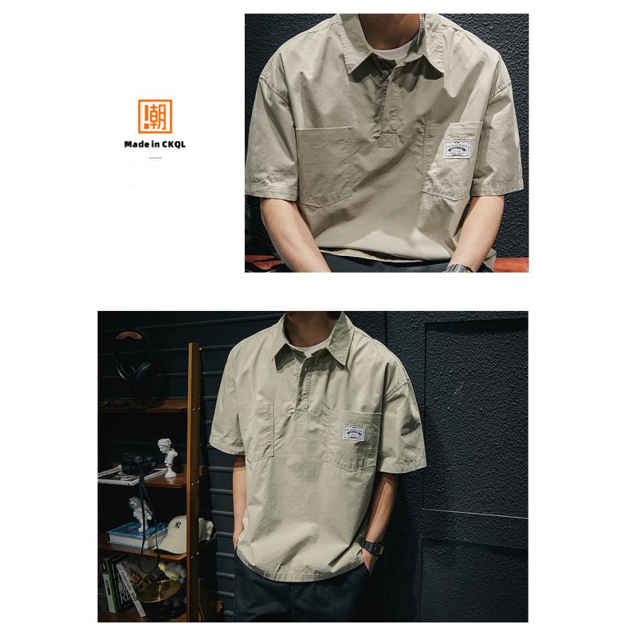 ワークシャツ メンズ オーバーシャツ ゆったり シャツ アメカジ 半袖 ポケット シンプル ベーシック シャツジャケット 夏 | ホームアイホーム | 08