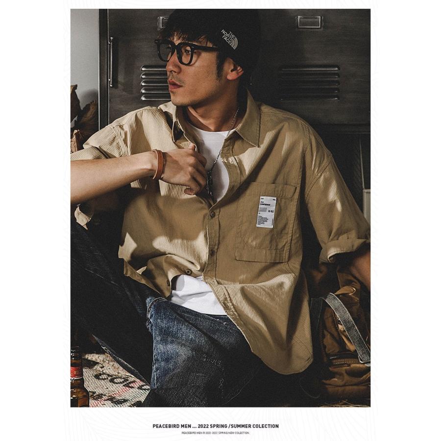 ワークシャツ レトロ カッコイイ ポケットあり ビッグシルエット 半袖 シャツ メンズ ゆったり ドロップショルダー アメカジ アウトドア | ホームアイホーム | 12