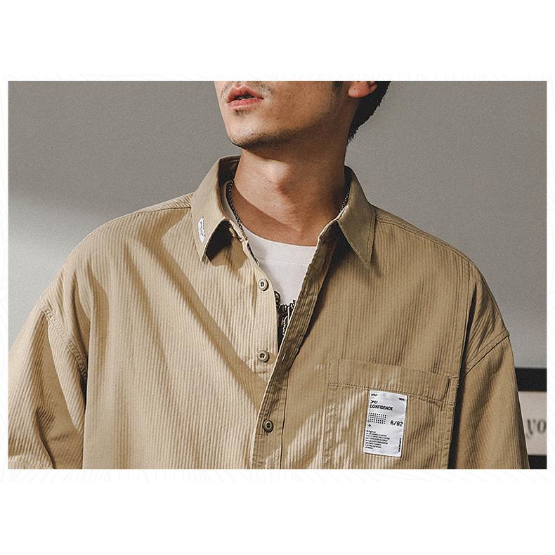 ワークシャツ レトロ カッコイイ ポケットあり ビッグシルエット 半袖 シャツ メンズ ゆったり ドロップショルダー アメカジ アウトドア | ホームアイホーム | 17