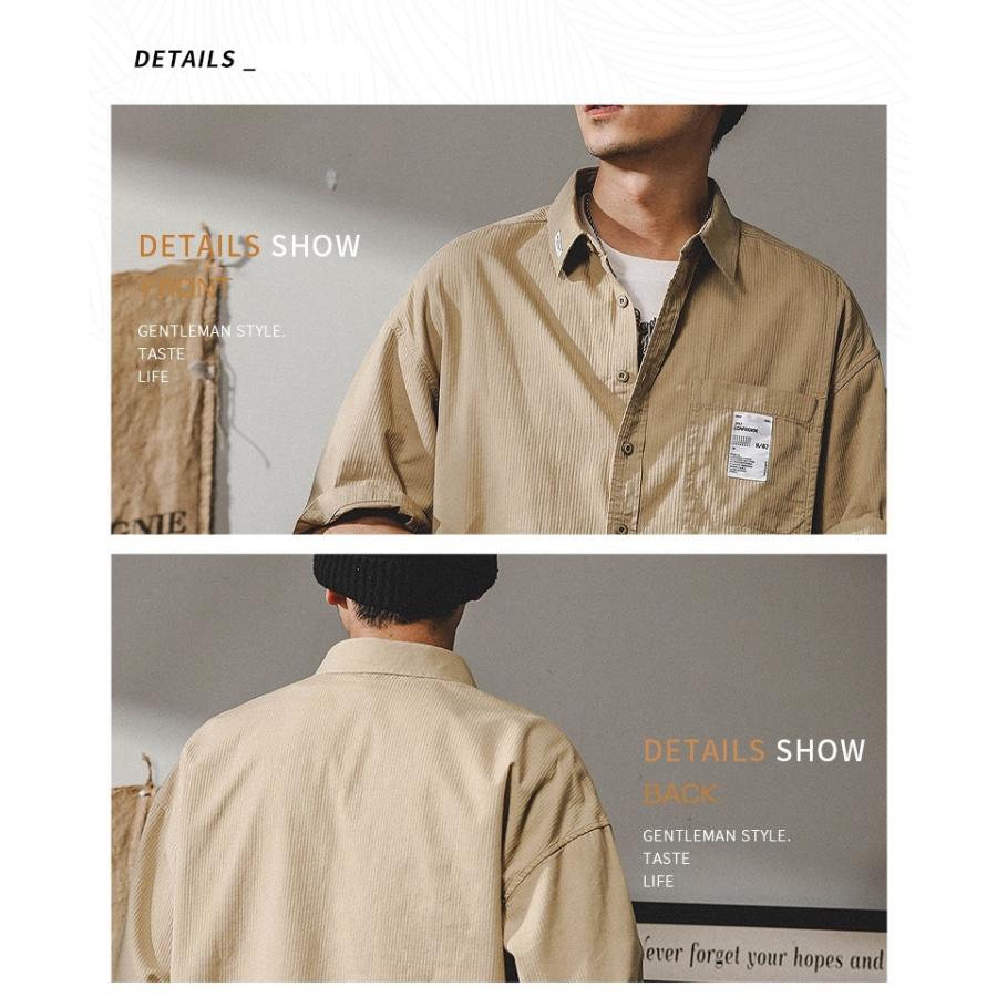 ワークシャツ レトロ カッコイイ ポケットあり ビッグシルエット 半袖 シャツ メンズ ゆったり ドロップショルダー アメカジ アウトドア | ホームアイホーム | 02
