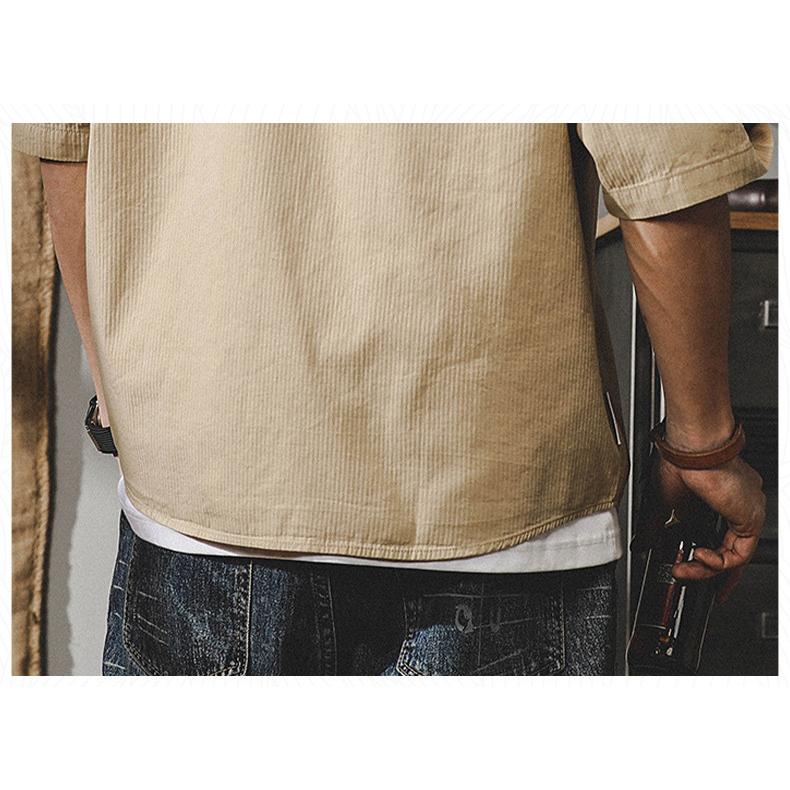 ワークシャツ レトロ カッコイイ ポケットあり ビッグシルエット 半袖 シャツ メンズ ゆったり ドロップショルダー アメカジ アウトドア | ホームアイホーム | 20