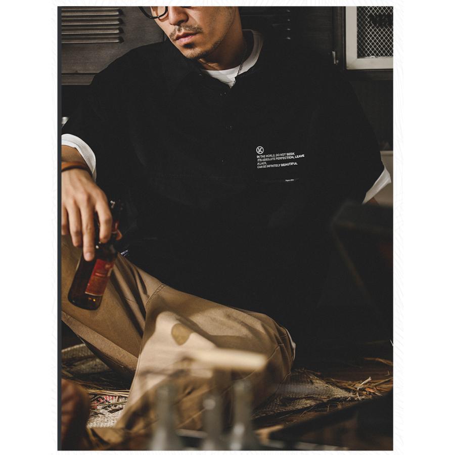 ワークシャツ メンズ オーバーシャツ ゆったり シャツ アメカジ 半袖 ラグランスリーブ ヘンリーネック ベーシック シャツジャケット 夏 | ホームアイホーム | 16