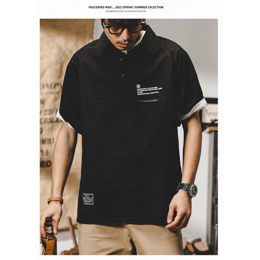 ワークシャツ メンズ オーバーシャツ ゆったり シャツ アメカジ 半袖 ラグランスリーブ ヘンリーネック ベーシック シャツジャケット 夏 | ホームアイホーム | 18