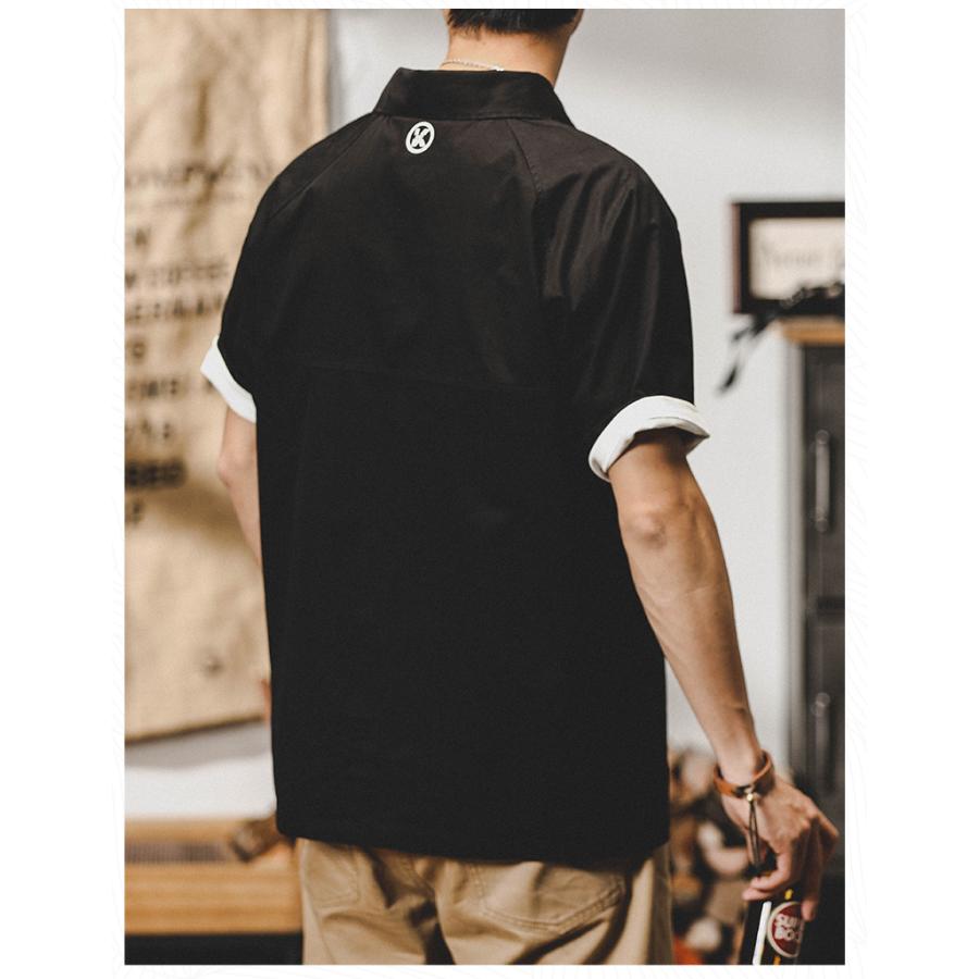 ワークシャツ メンズ オーバーシャツ ゆったり シャツ アメカジ 半袖 ラグランスリーブ ヘンリーネック ベーシック シャツジャケット 夏 | ホームアイホーム | 20