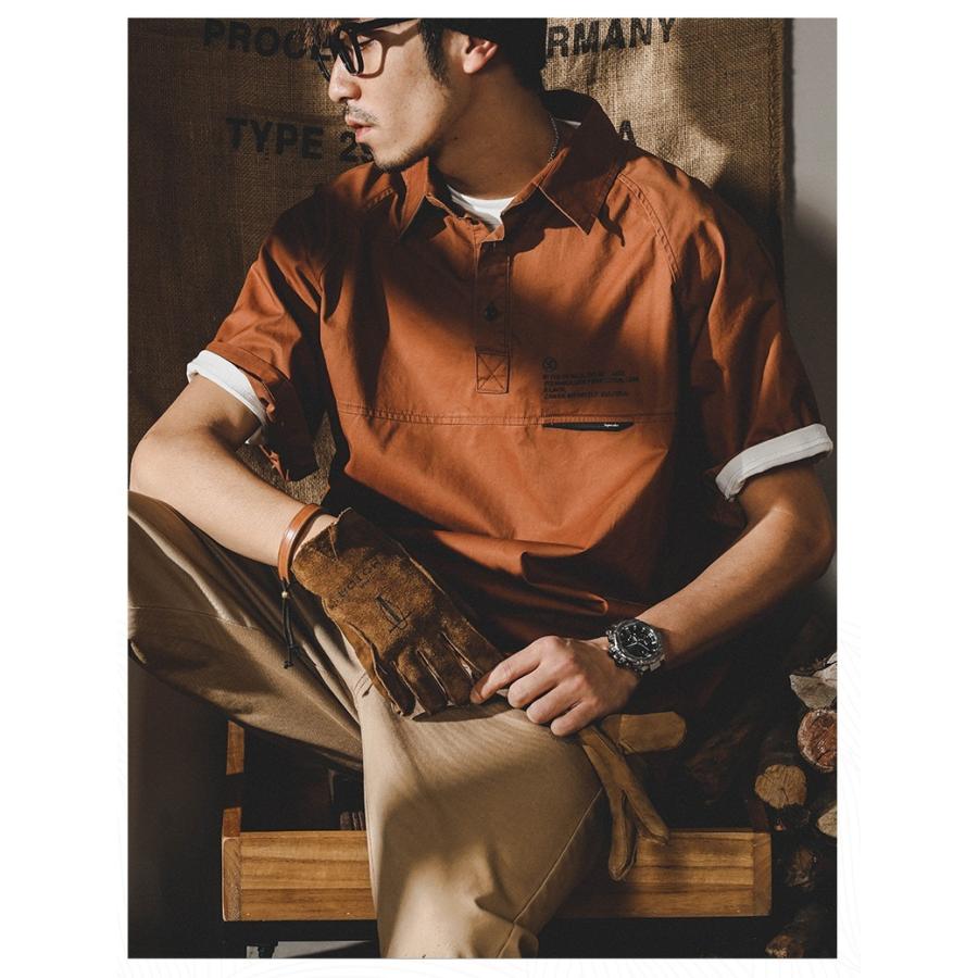 ワークシャツ メンズ オーバーシャツ ゆったり シャツ アメカジ 半袖 ラグランスリーブ ヘンリーネック ベーシック シャツジャケット 夏 | ホームアイホーム | 06