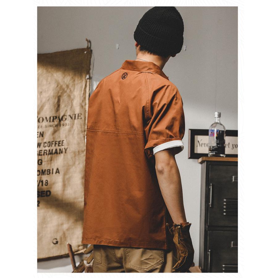 ワークシャツ メンズ オーバーシャツ ゆったり シャツ アメカジ 半袖 ラグランスリーブ ヘンリーネック ベーシック シャツジャケット 夏 | ホームアイホーム | 09