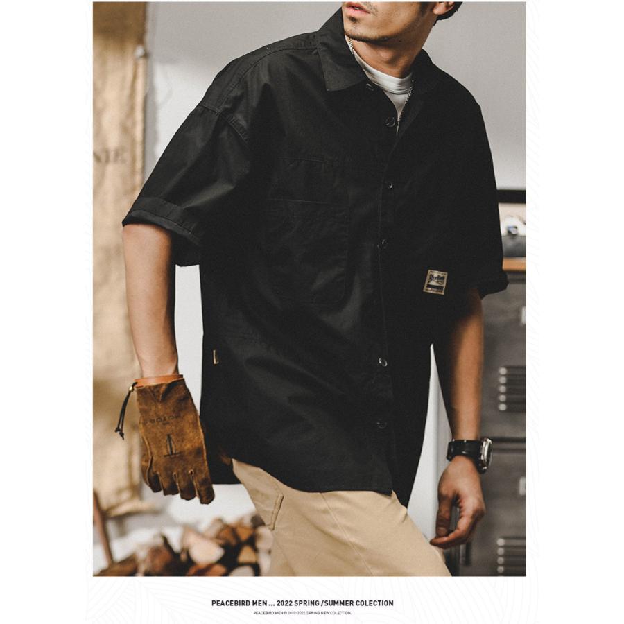 シャツ 半袖 アメカジ メンズ ポケット ベーシック シンプル ワークシャツゆったり オーバーシャツ シャツジャケット 夏 | ホームアイホーム | 13