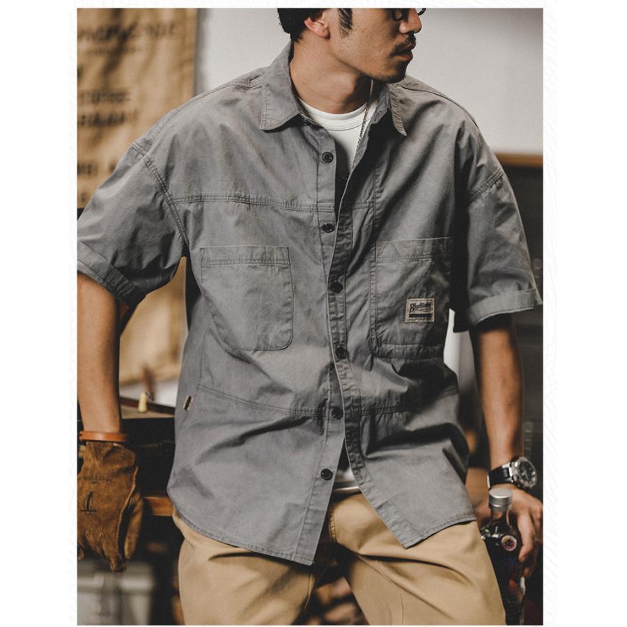 シャツ 半袖 アメカジ メンズ ポケット ベーシック シンプル ワークシャツゆったり オーバーシャツ シャツジャケット 夏 | ホームアイホーム | 16