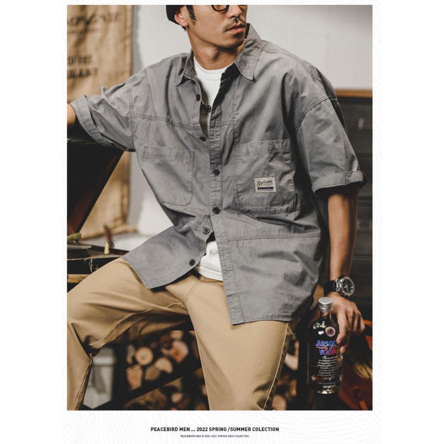 シャツ 半袖 アメカジ メンズ ポケット ベーシック シンプル ワークシャツゆったり オーバーシャツ シャツジャケット 夏 | ホームアイホーム | 17