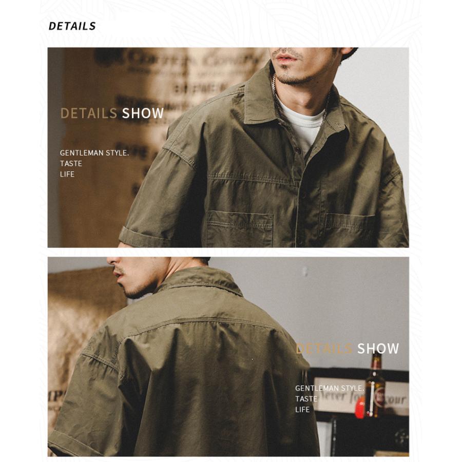 シャツ 半袖 アメカジ メンズ ポケット ベーシック シンプル ワークシャツゆったり オーバーシャツ シャツジャケット 夏 | ホームアイホーム | 04