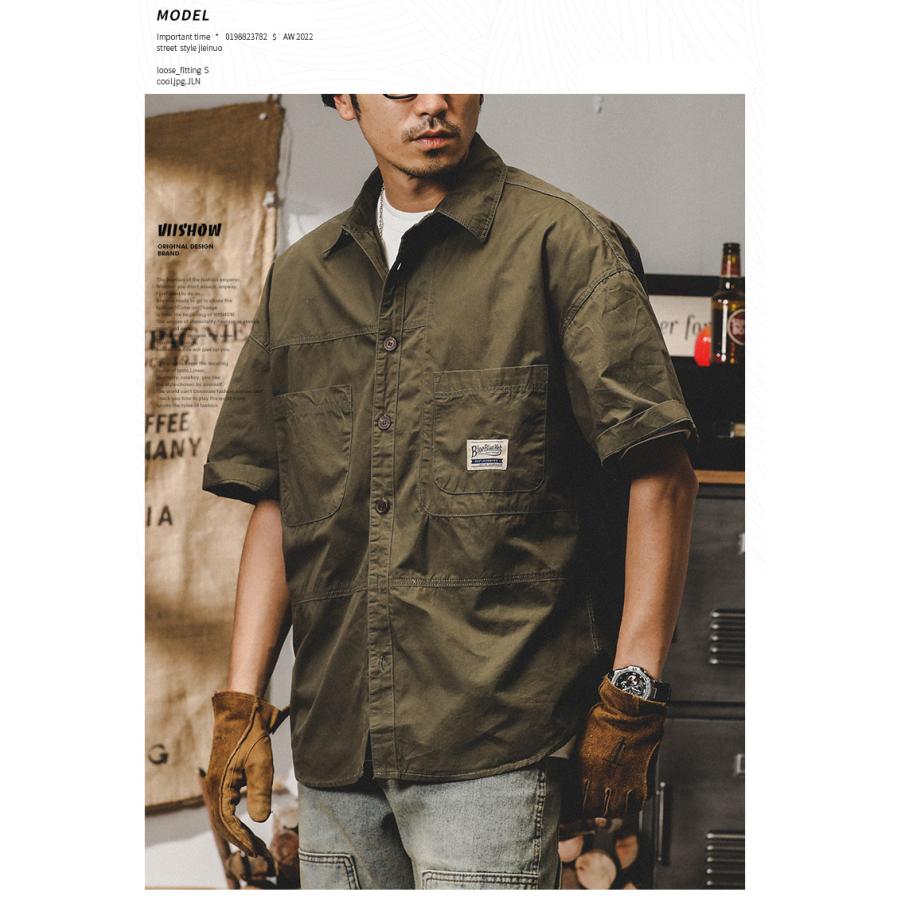 シャツ 半袖 アメカジ メンズ ポケット ベーシック シンプル ワークシャツゆったり オーバーシャツ シャツジャケット 夏 | ホームアイホーム | 06